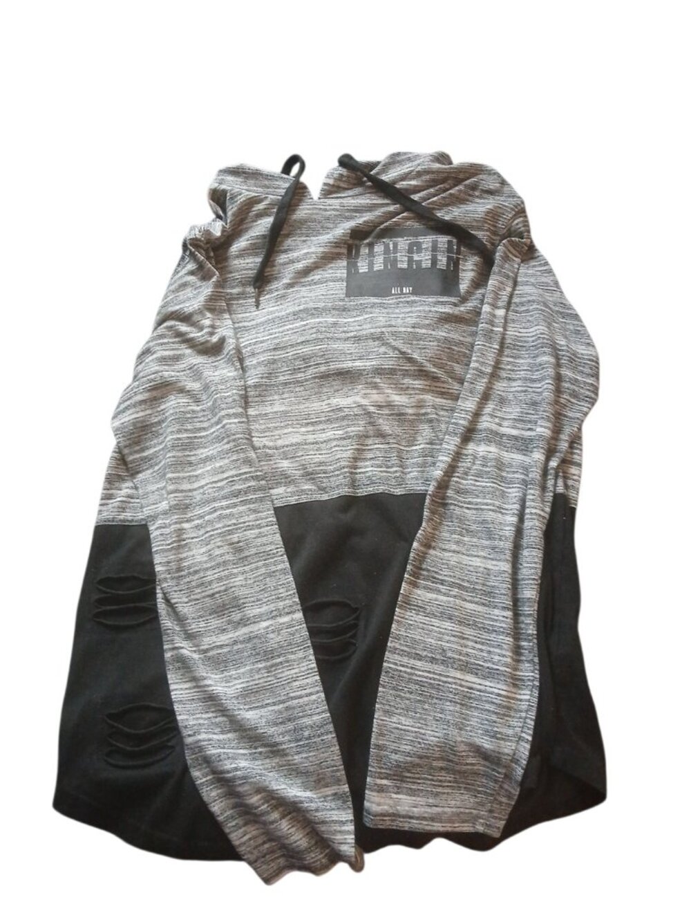 Gray black distressed hoodie